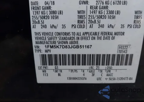 2018 Ford Explorer Xlt from USA, damaged, VIN 1FM5K7D83JGB51167